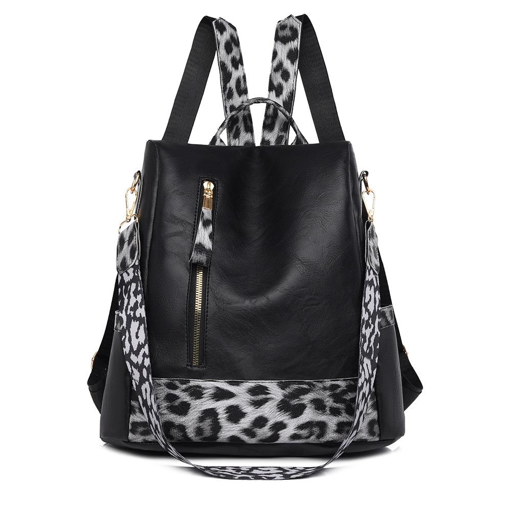 Модный рюкзак Женская сумка Повседневный Вместительный Рюкзак через плечо Ретро рюкзак чёрный