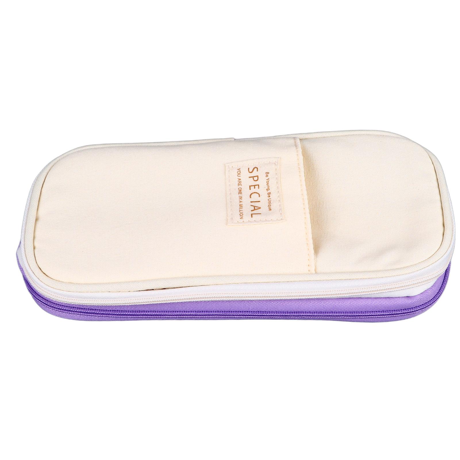 Большой вместительный пенал, многоцелевой холщовый пенал, портативный двухслойный пенал для щ