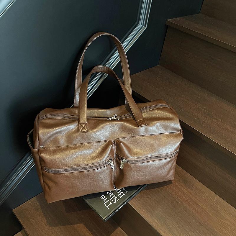 Новый Экскурсионный Багаж Повседневный Багаж Модный Многокарманный Вместительный Дорожная Сумка темно-коричневого