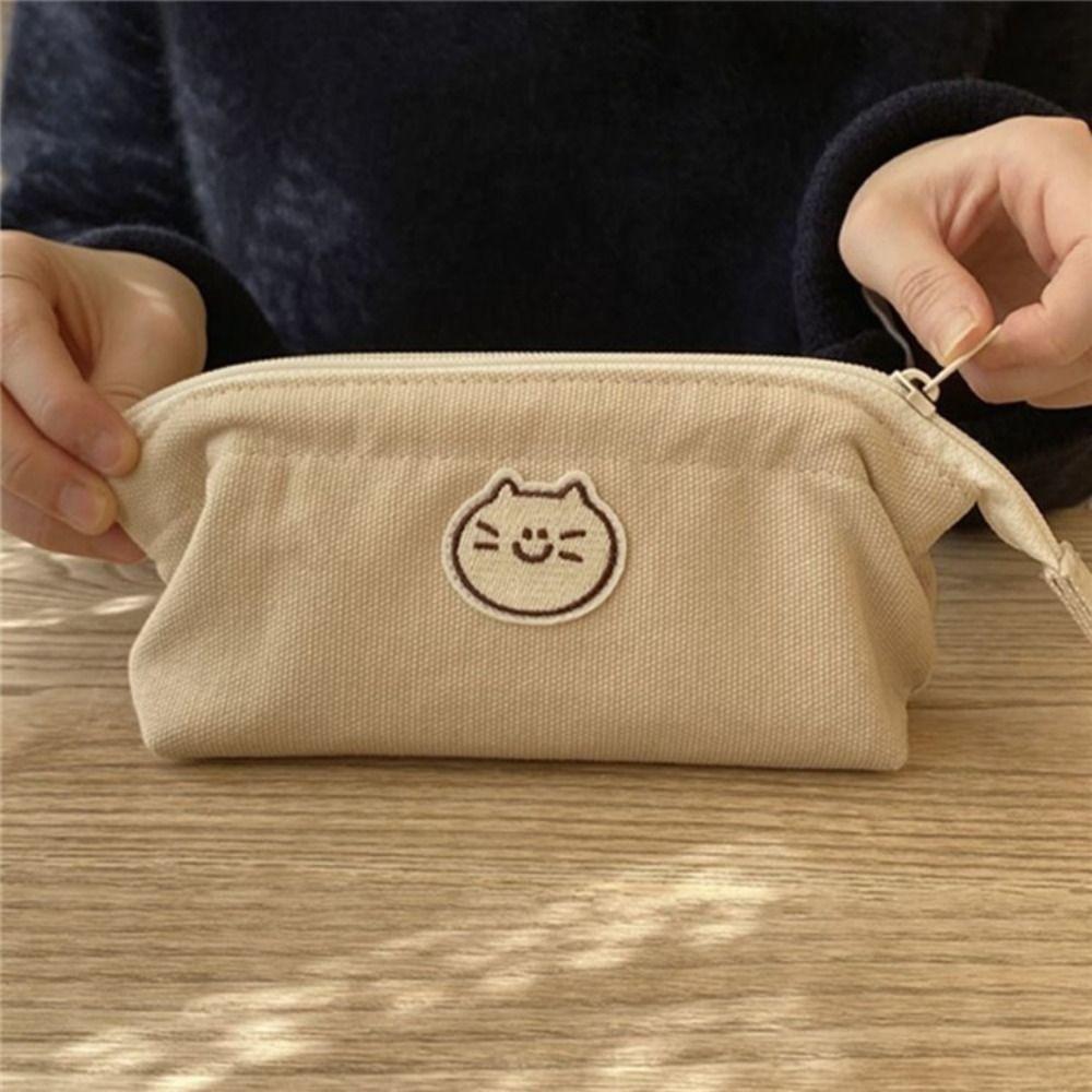 Вместительный пенал Estuches пенал Kawaii канцелярские принадлежности пенал Cat Pencilcase пенал бежевый