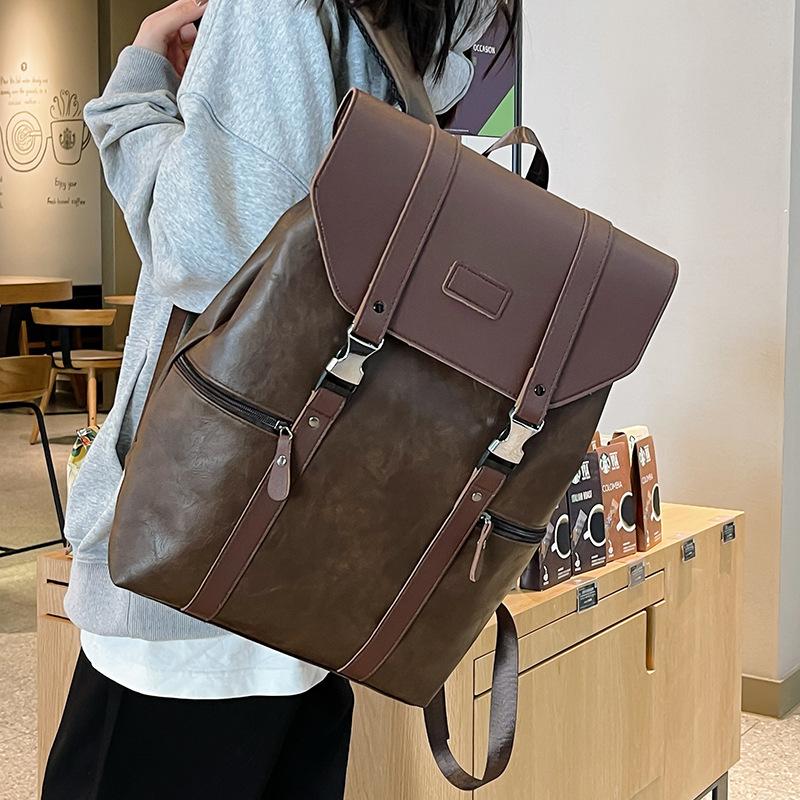 Новый большой вместительный рюкзак из ПУ, женская сумка, рюкзак корейской версии, модный трендовый компьютерный рюкзак чёрный