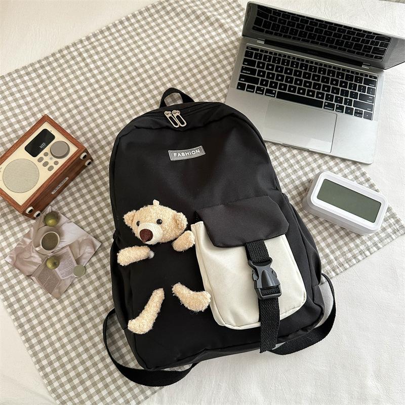 2024 новый корейский вариант компьютерного студенческого колледжа, вместительный простой и модный рюкзак, простой дорожный рюкзак, школьный портфель чёрный