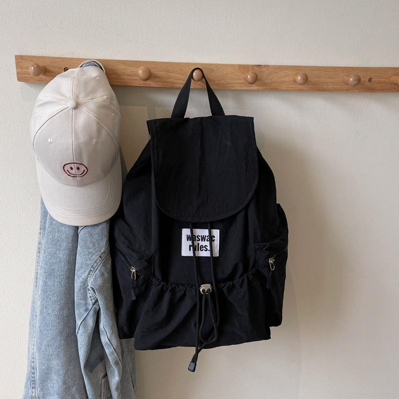 Рюкзак Повседневный Вместительный Студенческий Школьный Рюкзак на Шнурке чёрный